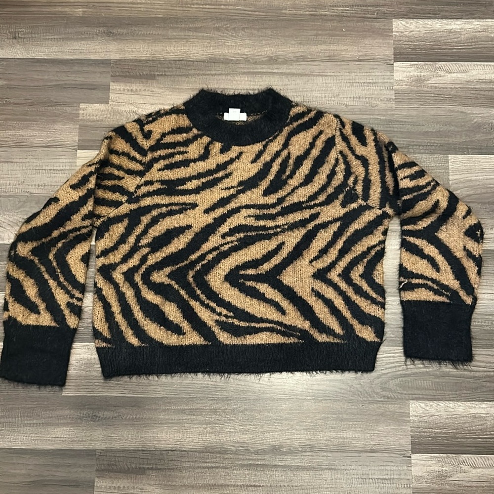 H&M Zebra Pattern Fuzzy Sweater